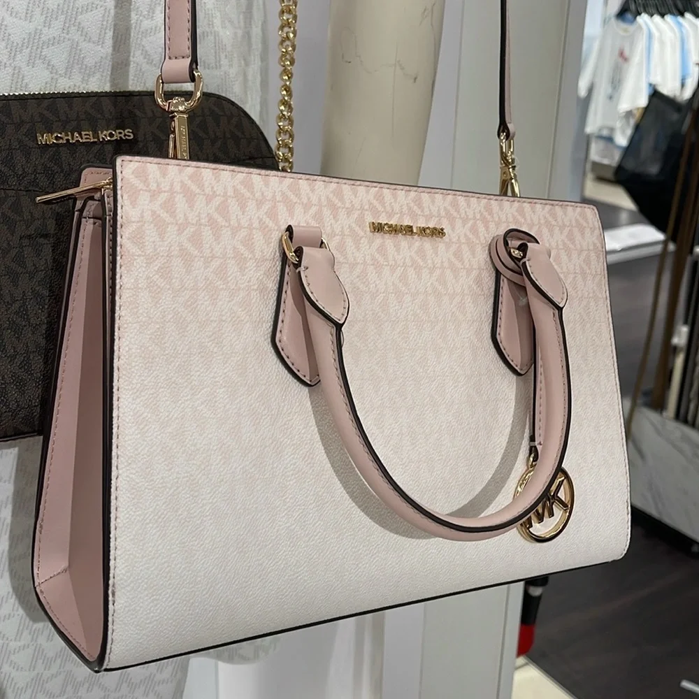 MICHAEL KORS Sheila Md Ombré Signature Logo Satchel Crossbody 
Powder Blush 
NWT - Picture 7 of 16